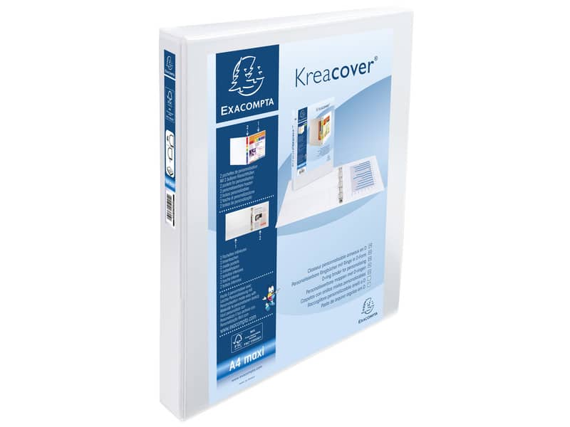Raccoglitore personalizzabile Exacompta A4 maxi Kreacover® 4 anelli a D bianco 30 mm - 51942E