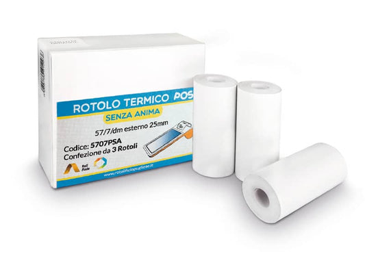 Rotoli POS Rotolificio Pugliese BPA Free Exclusive carta termica 57 mm x 15 m 55 g/m² - f. 12 mm - cf. 10 pz 5715-D34NV