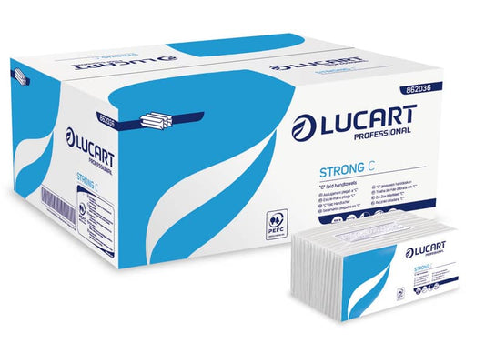 Asciugamani piegati a "C" Lucart Strong C 23x33 cm 1 velo conf. da 192 ff - 862036P