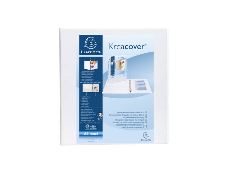Raccoglitore personalizzabile Exacompta A4 maxi Kreacover® bianco 4 anelli a D 60 mm - 51945E