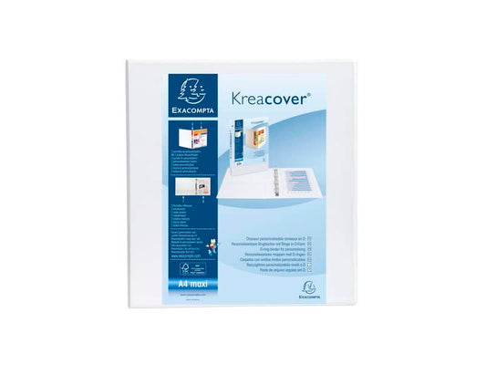 Raccoglitore personalizzabile Exacompta A4 maxi Kreacover® bianco 4 anelli a D 60 mm - 51945E