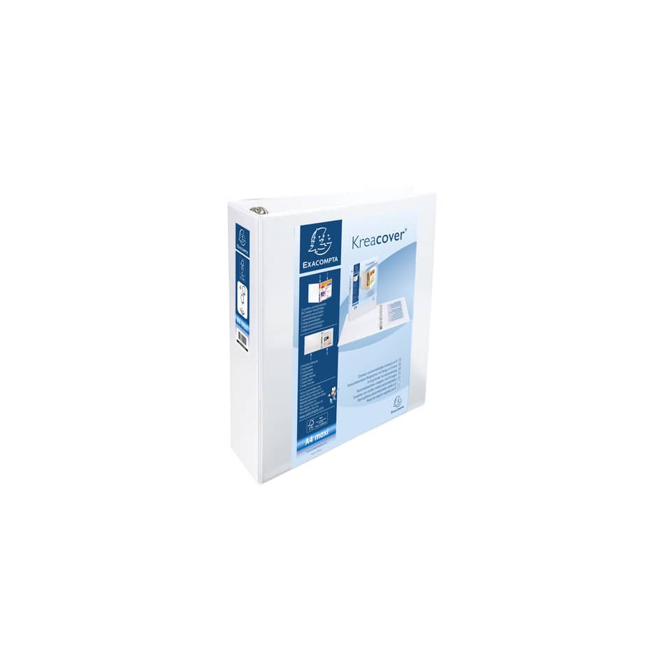 Raccoglitore personalizzabile Exacompta A4 maxi Kreacover® bianco 4 anelli a D 60 mm - 51945E