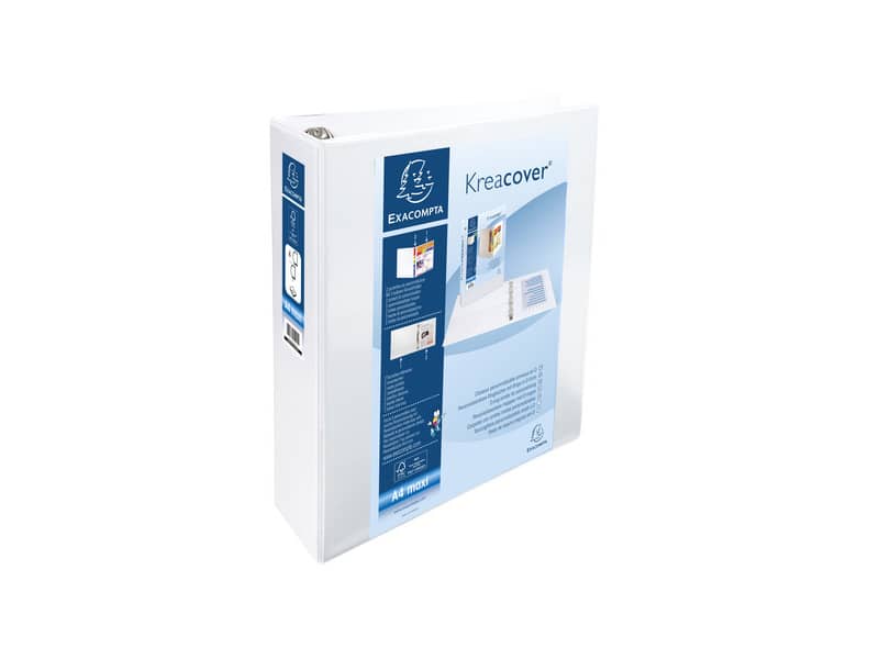 Raccoglitore personalizzabile Exacompta A4 maxi Kreacover® bianco 4 anelli a D 60 mm - 51945E