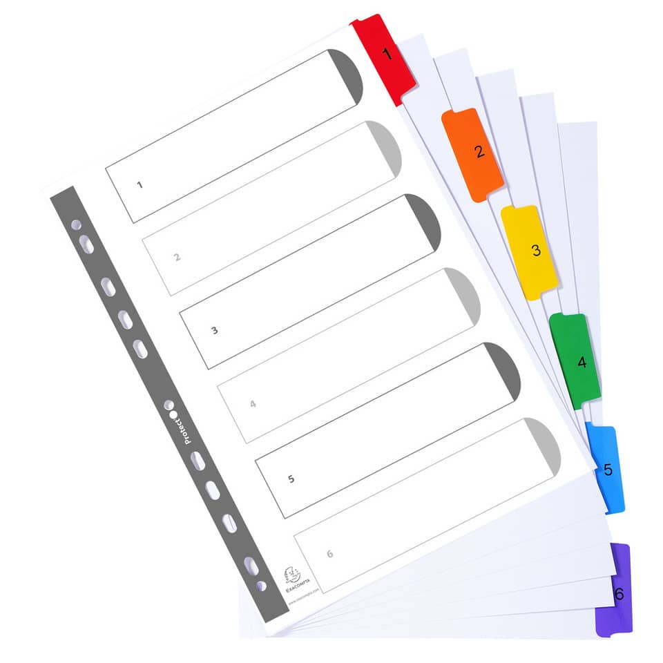 Intercalari stampati in digitale Exacompta multicolori rinforzati Protect'o cartoncino A4 160g/mq 6 tasti