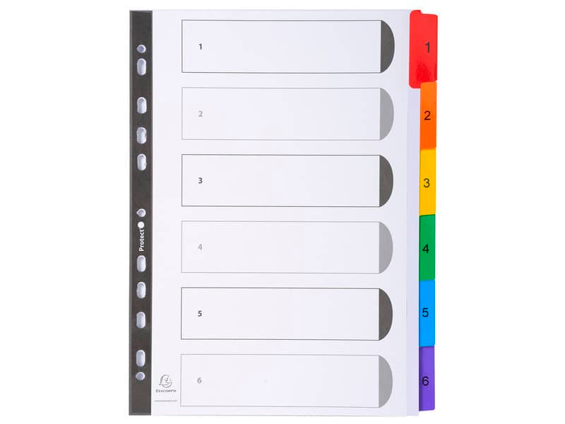 Intercalari stampati in digitale Exacompta multicolori rinforzati Protect'o cartoncino A4 160g/mq 6 tasti