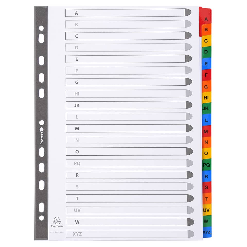 Intercalari stampati in digitale Exacompta Protect'o cartoncino A4 160g/mq 20 tasti AZ - 1111E