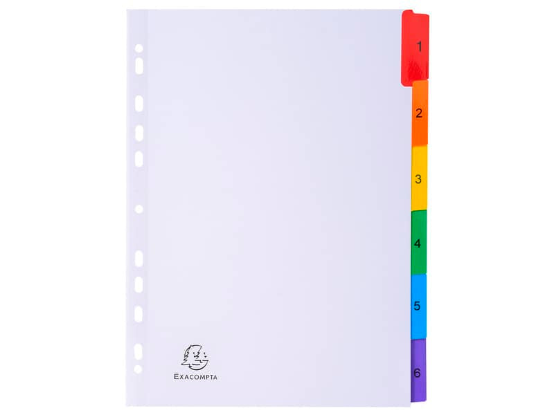 Intercalari stampati in digitale Exacompta multicolori rinforzati Protect'o cartoncino A4 160g/mq 6 tasti