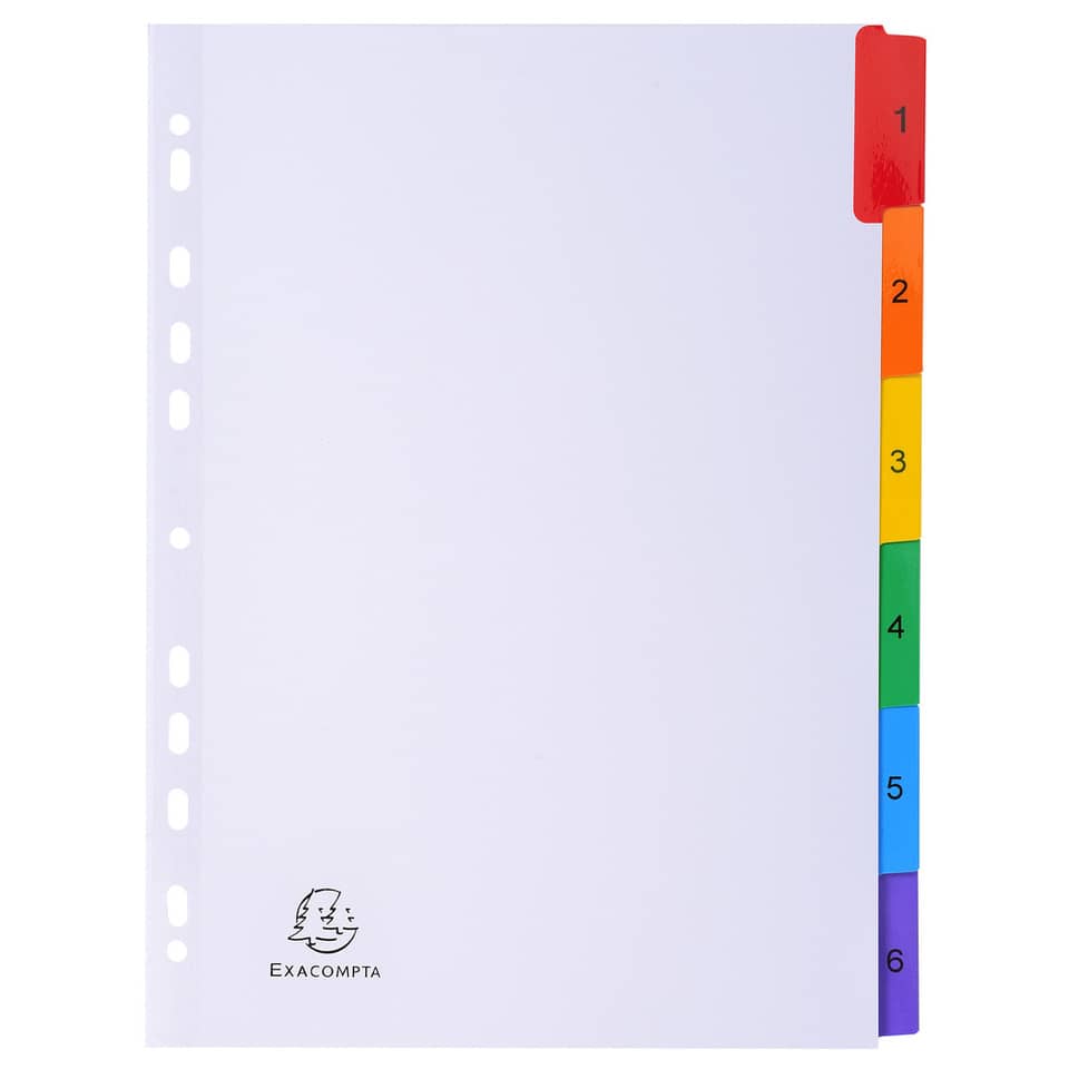Intercalari stampati in digitale Exacompta multicolori rinforzati Protect'o cartoncino A4 160g/mq 6 tasti