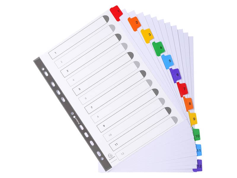 Intercalari stampati in digitale Exacompta Protect'o cartoncino A4 160g/mq 12 tasti da 1 a 12 - 1112E