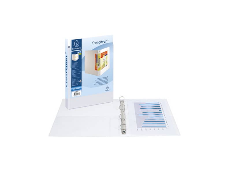 Raccoglitore personalizzabile Exacompta A4 maxi Kreacover® bianco 4 anelli a D 60 mm - 51945E