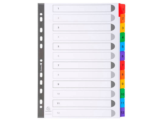 Intercalari stampati in digitale Exacompta Protect'o cartoncino A4 160g/mq 12 tasti da 1 a 12 - 1112E
