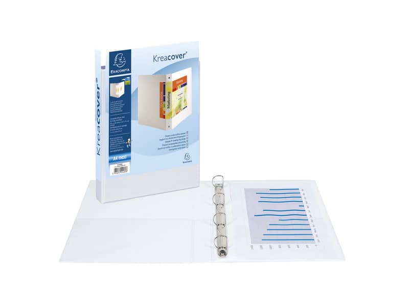 Raccoglitore personalizzabile Exacompta A4 maxi Kreacover® 4 anelli a D bianco 30 mm - 51942E