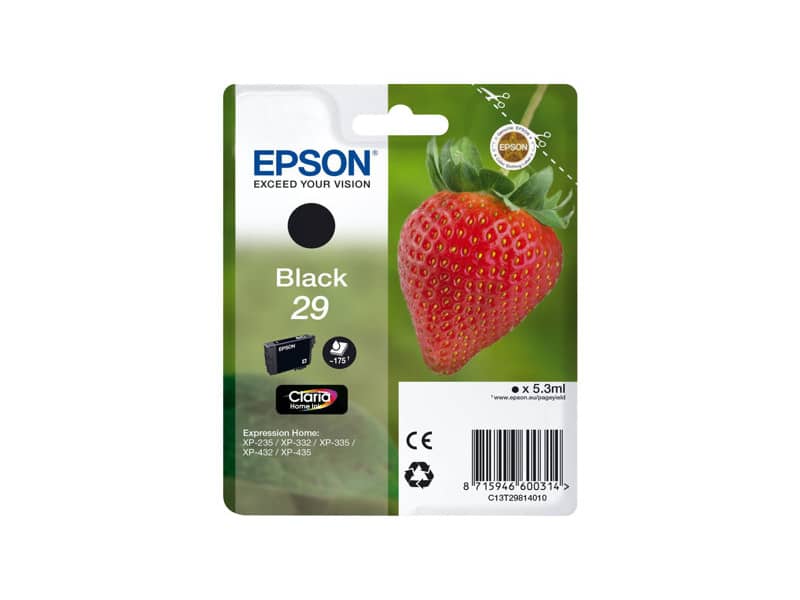 Cartuccia inkjet ink pigmentato Fragola T29/blister RS Epson nero C13T29814010