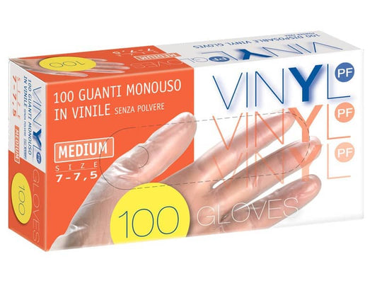 Guanti in vinile senza polvere Icoguanti M trasparenti scatola da 100 guanti - EVSP/MEDIA