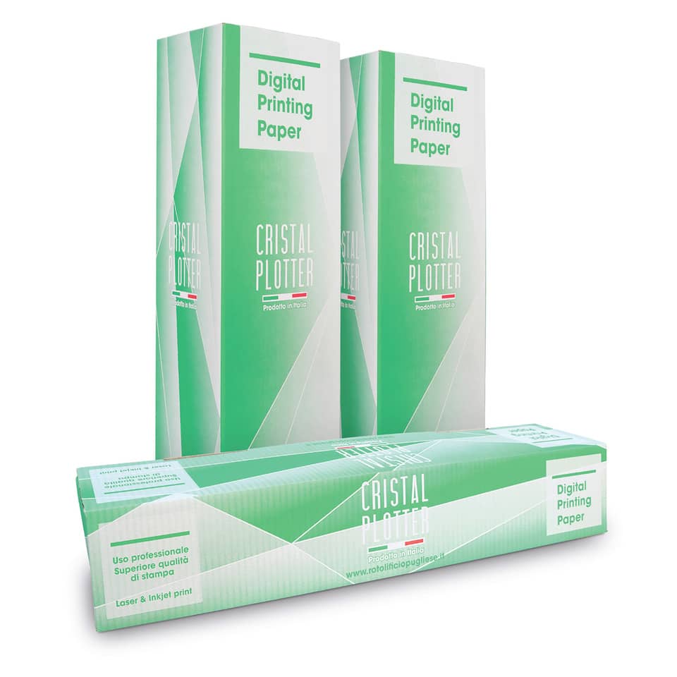 Rotolo carta plotter Rotolificio Pugliese pura cellulosa opaca Cristal 90 g/mq 62,5 cm x 50 m -D62P19