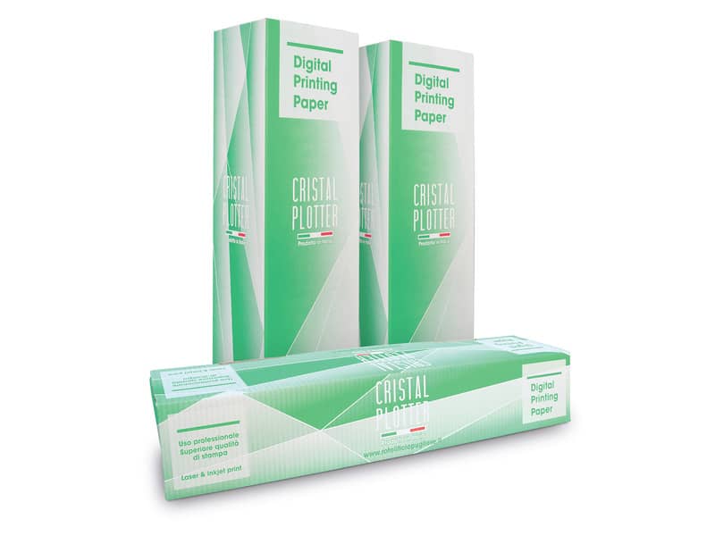 Rotoli carta plotter Rotolificio Pugliese pura cellulosa opaca Cristal 90 g/mq 62,5 cm x 50 m conf. 4 pz D62P49