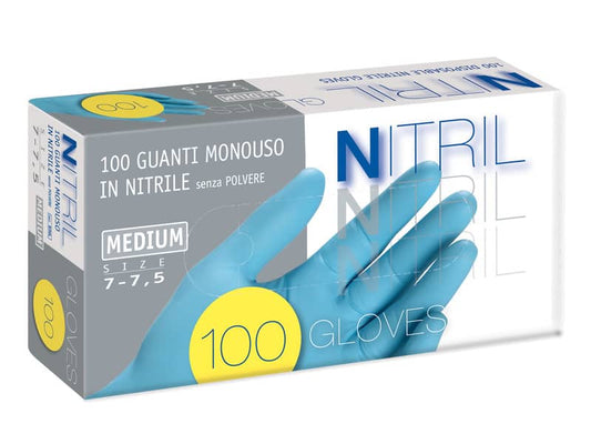 Guanti in nitrile senza polvere Icoguanti M azzurri scatola da 100 guanti - ENLX/MEDIA