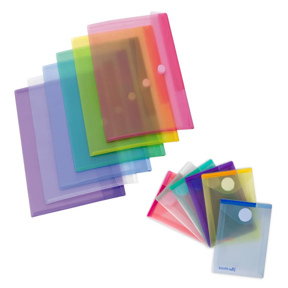 Buste con bottone Tarifold® con chiusura in velcro A7 conf. 6 pz. colori assortiti - 510219