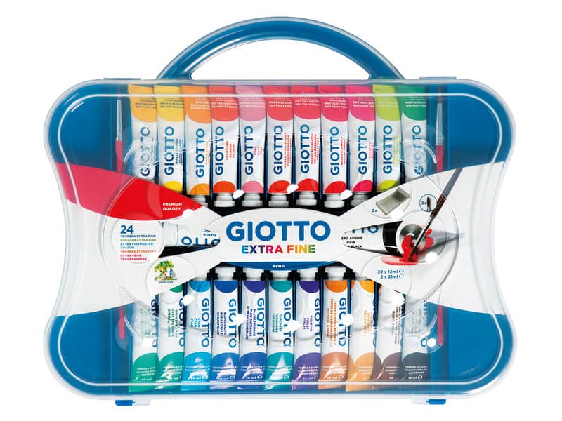 Tempere GIOTTO Extra 12 ml assortiti scatola da 24 tubetti +2 pennelli 30510000