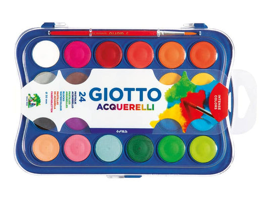 Acquerelli GIOTTO Ø 30 mm assortiti scatola da 24 + 1 pennello - 352400