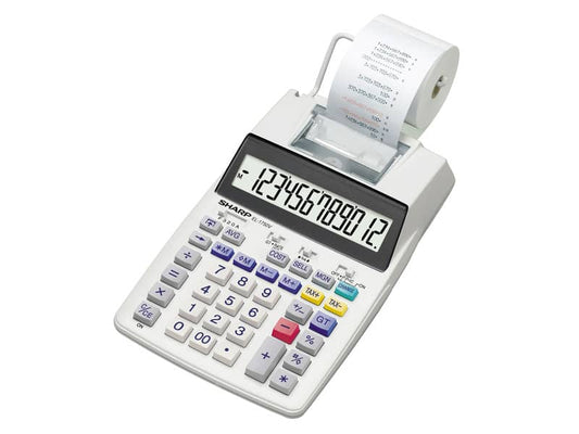 Calcolatrice scrivente a doppia alimentazione SHARP EL-1750V con display LCD a 12 cifre grigio - SH-EL1750V