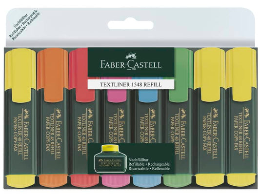 Evidenziatori Faber-Castell Textliner 48 Refill tratto 1-2-5 mm assortiti astuccio da 6+2 omaggio - 154862