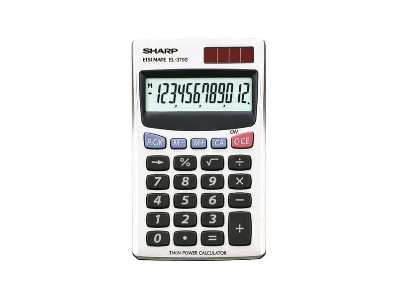 Calcolatrice tascabile a doppia alimentazione SHARP con display a 12 cifre argento - EL 379 SB