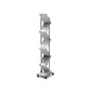 Espositore da terra deflecto® A4 in alluminio a 7 scomparti con rotelle argento - 35900
