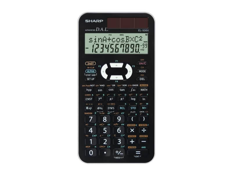Calcolatrice scientifica a doppia alimentazione SHARP con display a 2 righe bianco - EL 506 XBWH