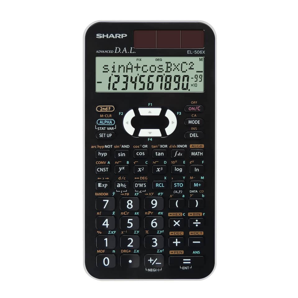 Calcolatrice scientifica a doppia alimentazione SHARP con display a 2 righe bianco - EL 506 XBWH