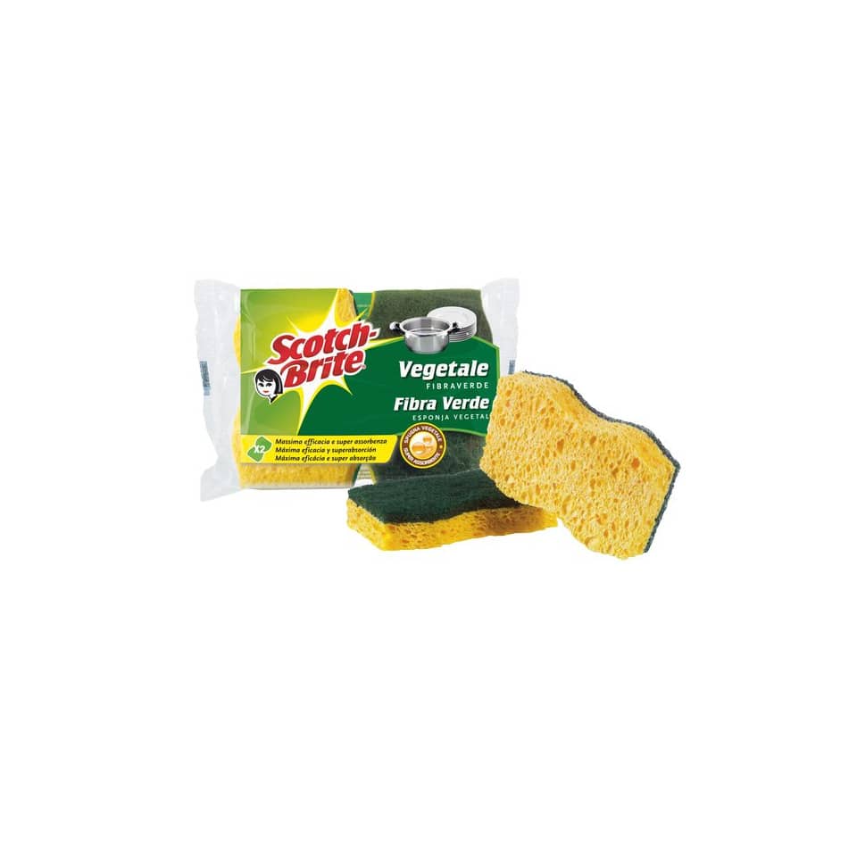 Spugna Scotch-Brite® vegetale verde  Conf. 2 pezzi - V12