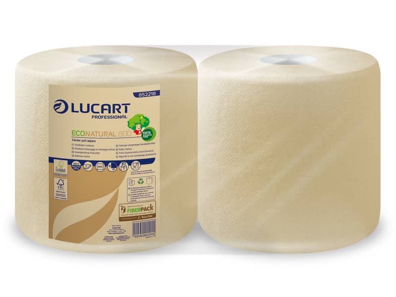 Bobina multiuso Lucart EcoNatural 800 - 200 m 2 veli avana - 2 rotoli da 800 strappi - 852218