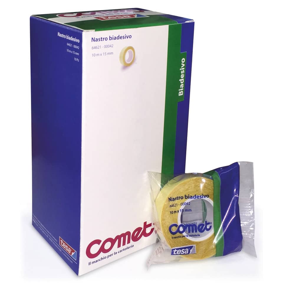 Nastro biadesivo Comet OPP trasparente 15 mm x 10 m - polipropilene senza 64621-00042-01