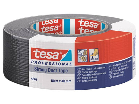 Nastro isolante tesa duct 4662 in tessuto plastificato trasparente 27 mesh 48 mm x 50 m nero - 04662-00194-01