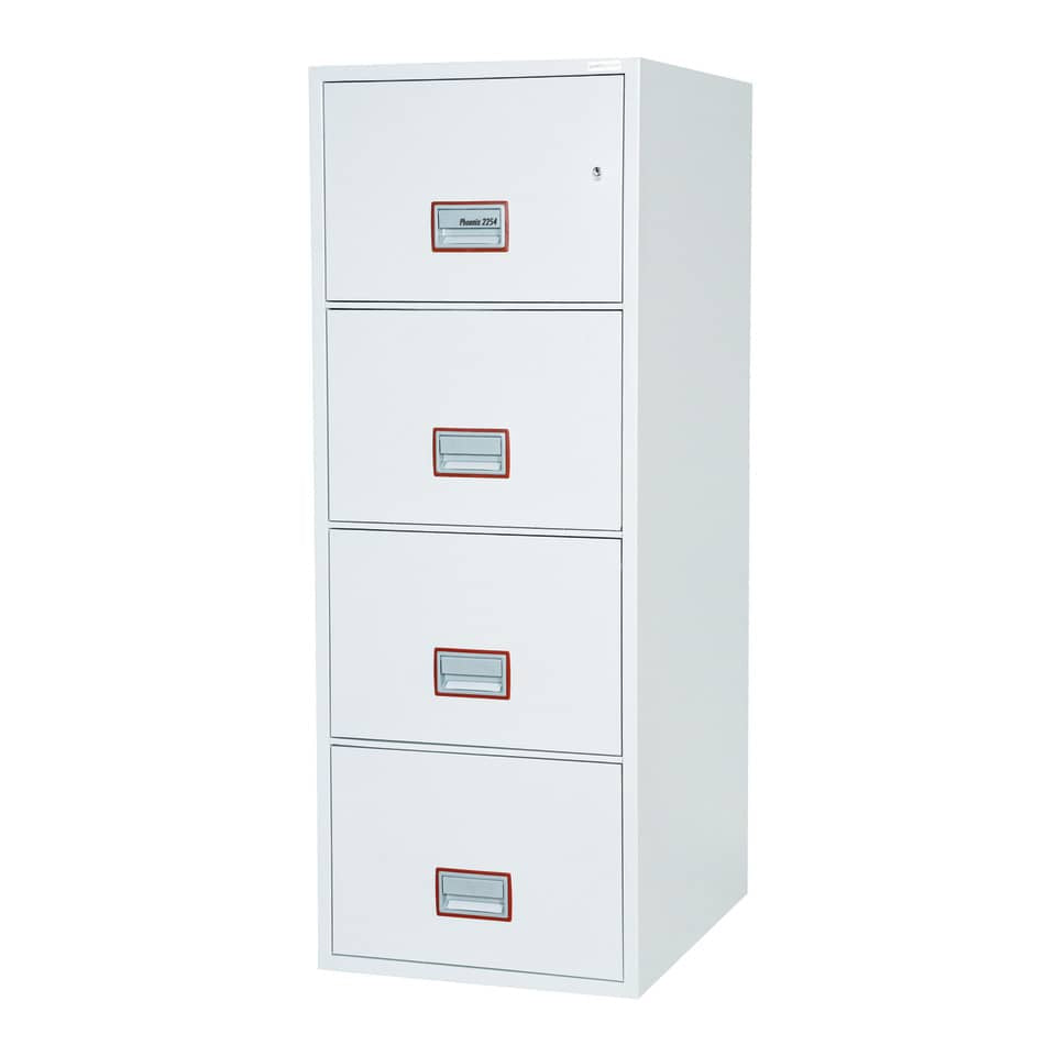 Classificatore ignifugo Fire File Phoenix bianco - Ral 9003 4 cassetti da 49lt. con chiave - FS 2254 K