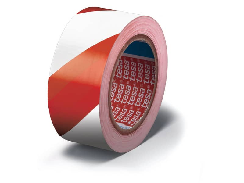 Nastro per segnalazioni in PVC tesa Tesaflex® 60760 rivestito gomma resina 50mmX33m rosso-bianco - 60760-00088-15