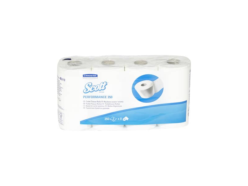 Carta igienica 2 veli SCOTT® 350 in carta a 2 veli 350 strappi bianco pacco da 8 rotoli - 8519