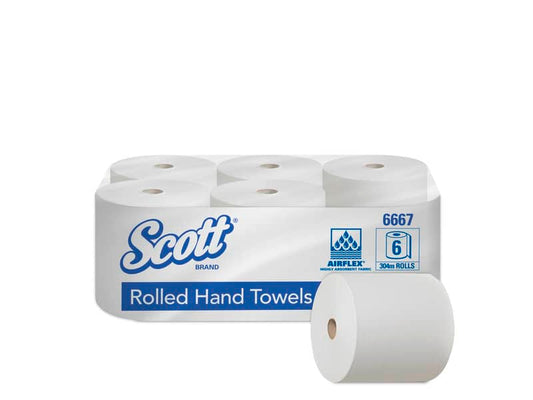 Rotolo asciugamani SCOTT® Controlomatic 1 velo 29,8 cm x 304 m Bianco conf. da 6 rotoli - 6667