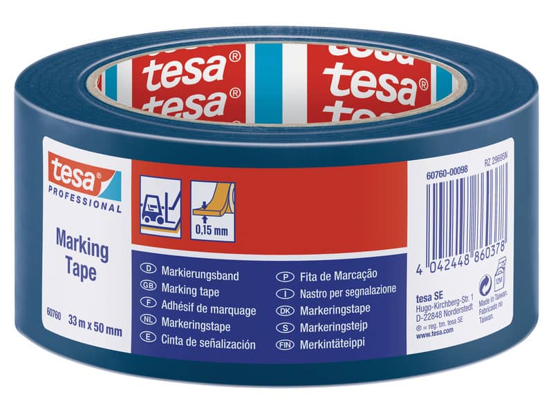 Nastro per segnalazioni in PVC tesa Tesaflex® 60760 rivestito gomma resina 50mmX33m blu - 60760-00098-15