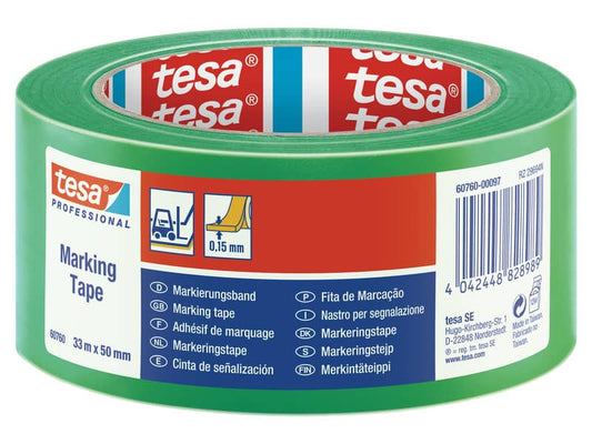 Nastro per segnalazioni in PVC tesa Tesaflex® 60760 rivestito gomma resina 50mmX33m verde - 60760-00097-15