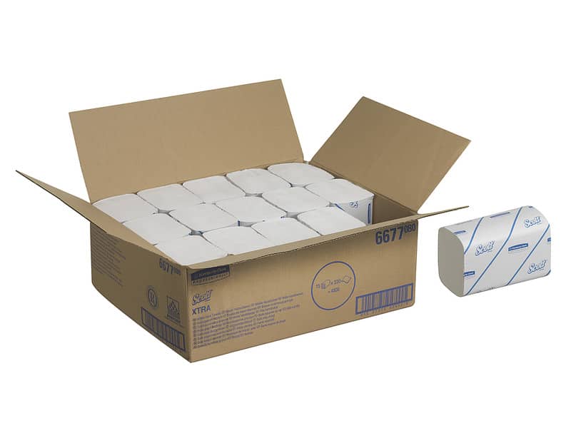 Asciugamani intercalati SCOTT® in carta bianco 20x21 cm 15 fascette da 320 fogli - 6677