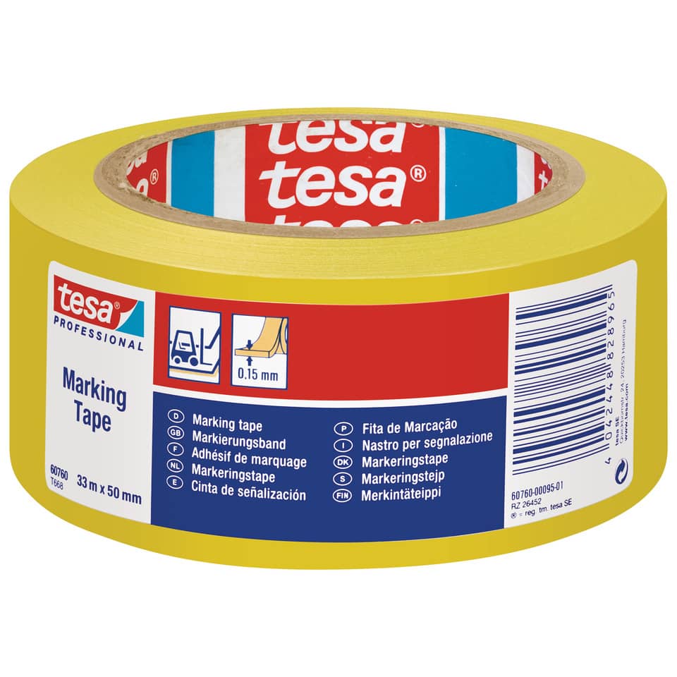 Nastro per segnalazioni in PVC tesa Tesaflex® 60760 rivestito gomma resina 50mmX33m giallo - 60760-00095-15