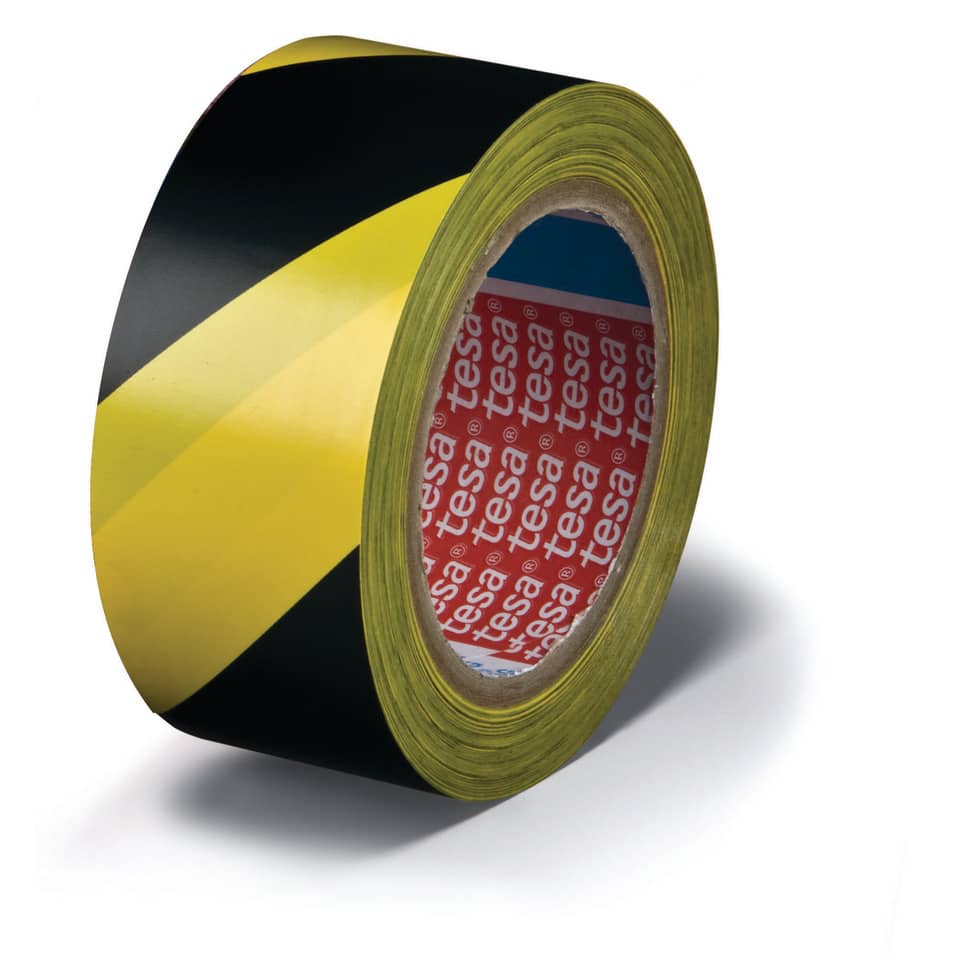 Nastro per segnalazioni in PVC tesa Tesaflex® 60760 rivestito gomma resina 50mmX33m giallo-nero - 60760-00087-15