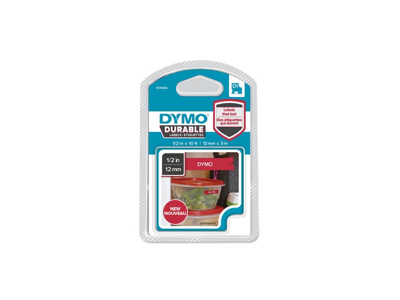 Nastro per etichettatrici Dymo D1 Durable 12 mm x 3 m bianco/rosso 1978366