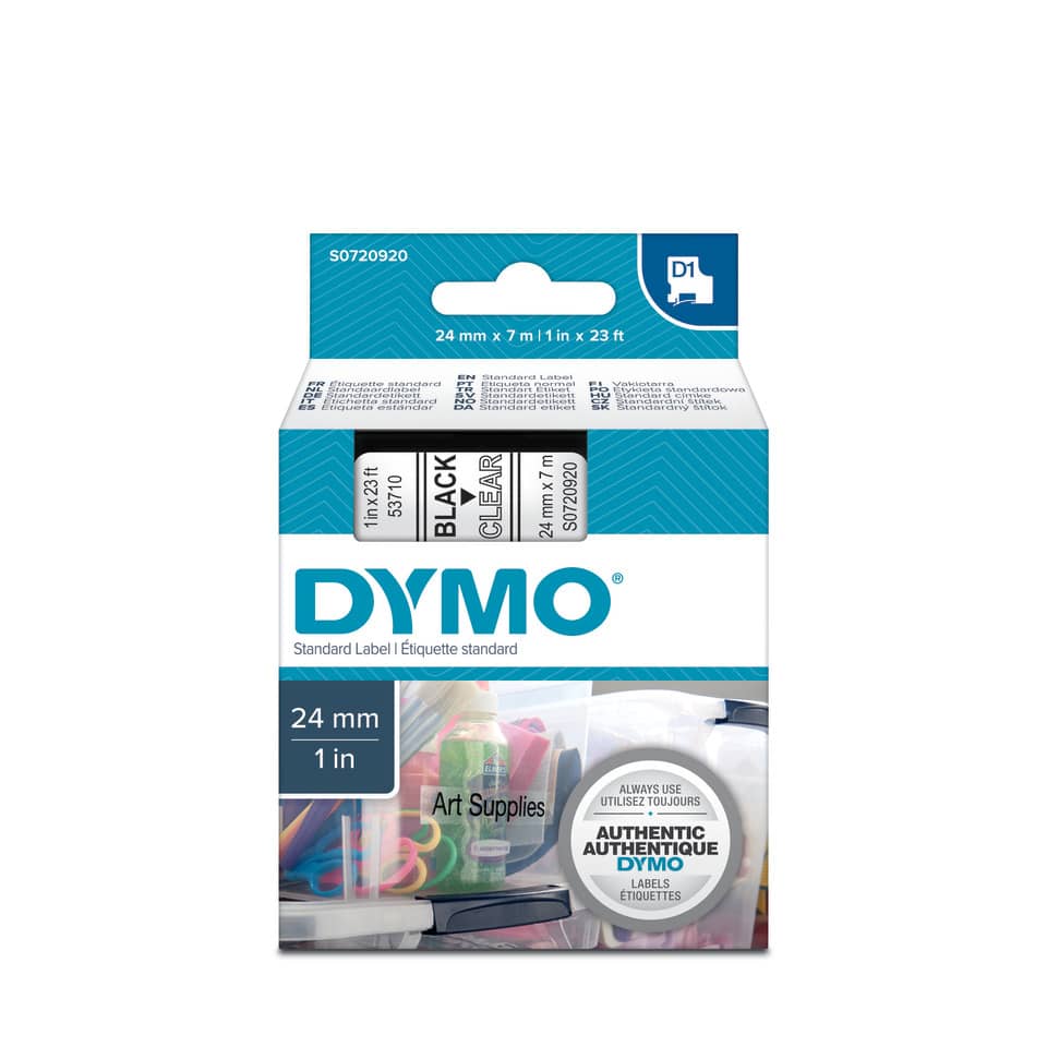 Nastro per etichettatrici Dymo D1 24 mm x 7 m nero/trasparente S0720920