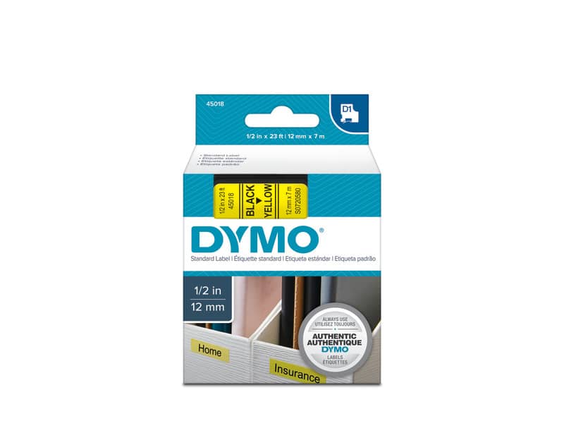 Nastro per etichettatrici Dymo D1 12 mm x 7 m nero/giallo S0720580