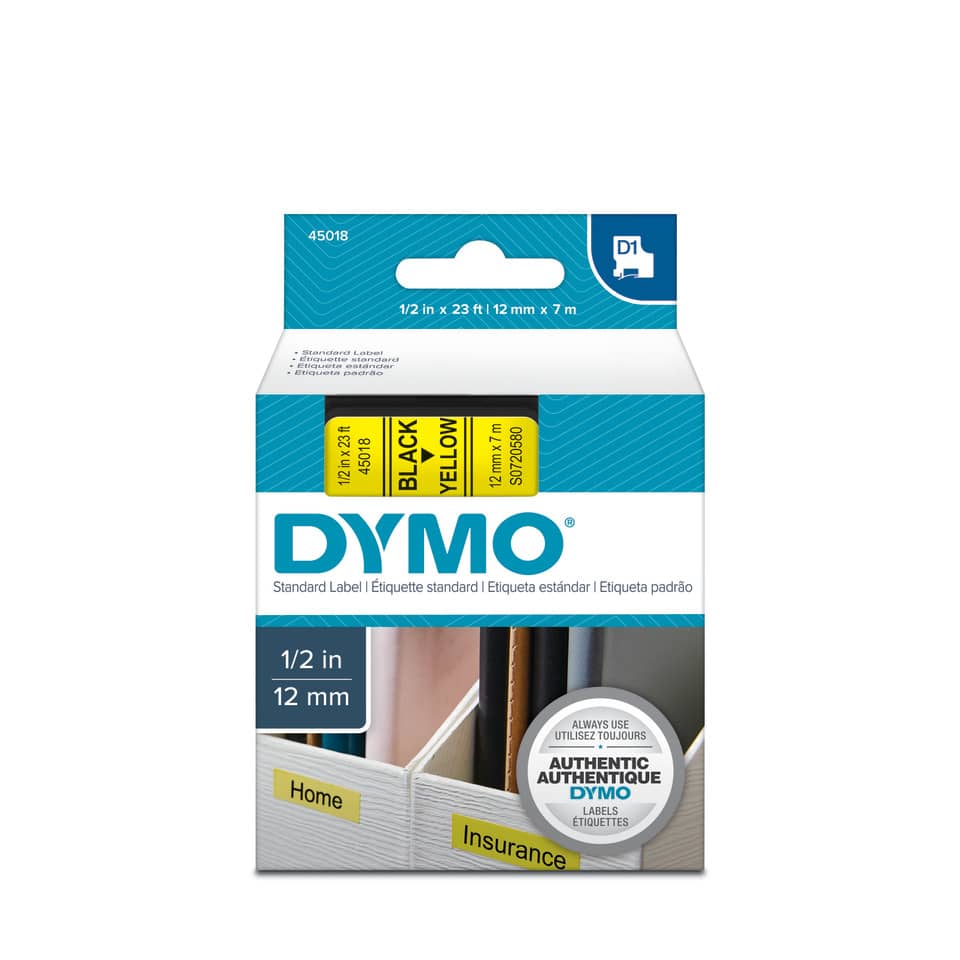 Nastro per etichettatrici Dymo D1 12 mm x 7 m nero/giallo S0720580