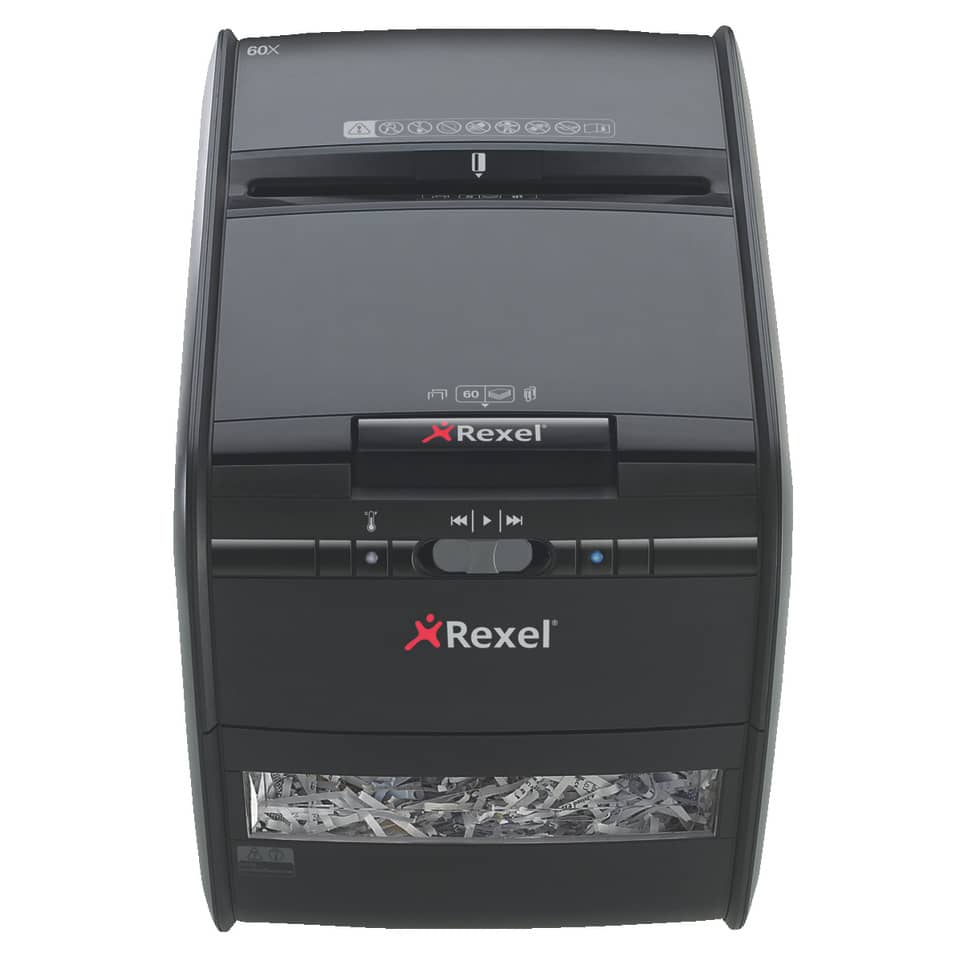 Distruggidocumenti ad alimentazione automatica Rexel Auto+60X  P-3 15 L taglio frammenti 4x45 mm nero 2103060EU