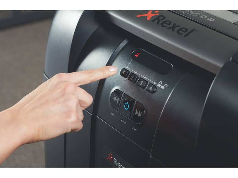 Distruggidocumenti ad alimentazione automatica Rexel Auto+600X P-4 80 L taglio a frammenti 4x40 mm - 2103500EUA