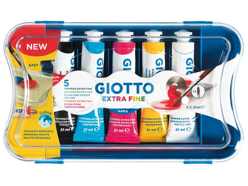 Tempere GIOTTO Extra 21 ml assortiti scatola da 5 tubetti + 1 pennello 32710000